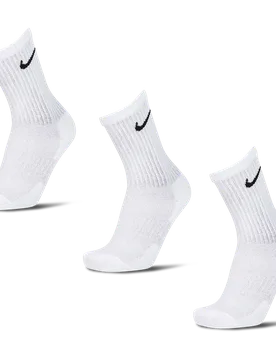 Everyday Cushioned Crew 3 Pack Unisex Socks - White - Size - White - Size: 5-8 - Nike - FashionsVida