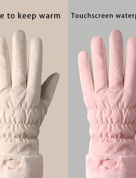Par de guantes de invierno para mujer con forro térmico, impermeables, a prueba de viento y compatibles con pantalla táctil para motociclismo, nuevo - Shein - FashionsVida