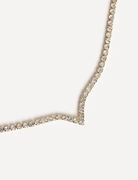 Women's Evermore Gold V-Shape Tennis Necklace - Gold - Size: One Size - Linzi - FashionsVida