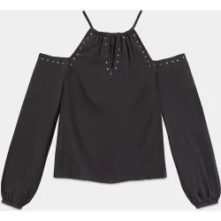 Blusa de mujer de manga larga con tachuelas