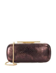 Leather Chain Strap Oval Clutch Bag Brown female