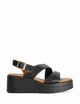 Leather Wedge Sandals Black female - Dune london - FashionsVida