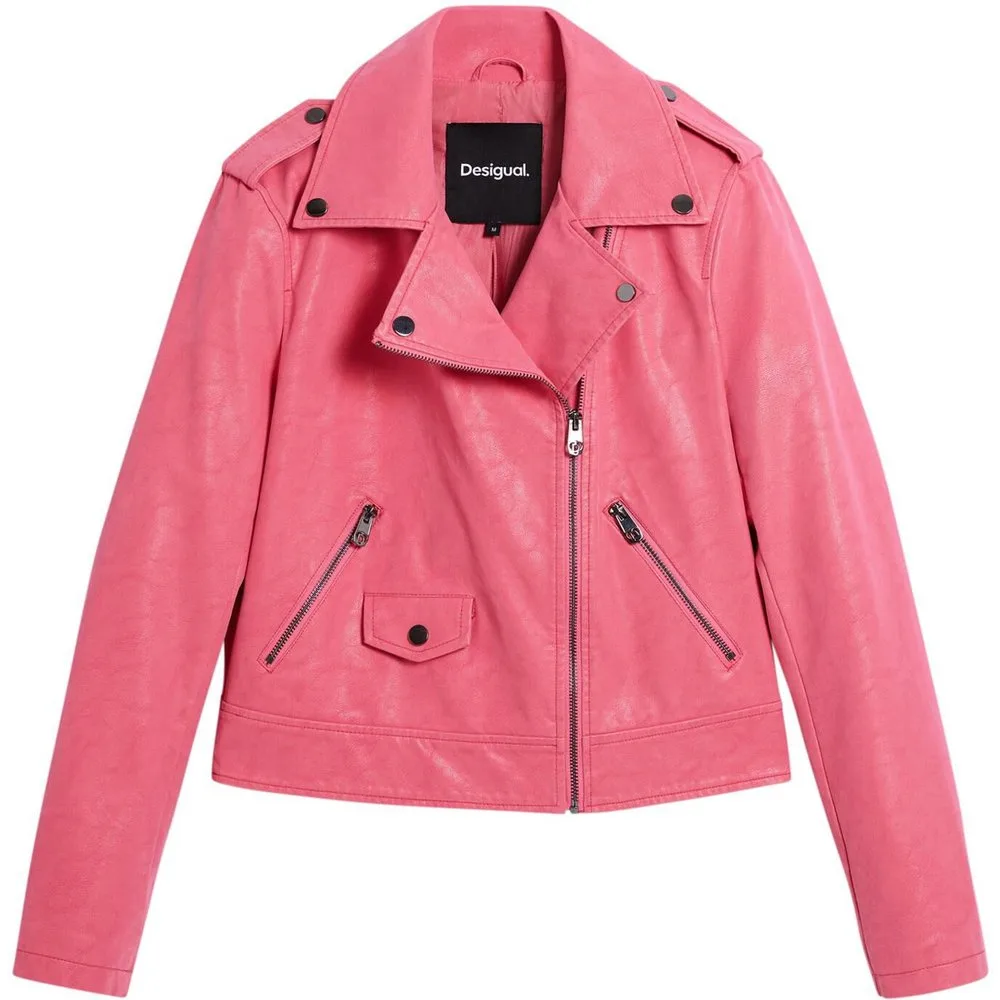 Cazadora biker de mujerefecto piel - Desigual - FashionsVida