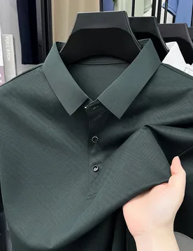 Luxury Mens Jacquard T-shirt for Summer Dark Green Geometric Pattern Elegant Business Short Sleeve Top Tees for Man Clothes - Aliexpress - FashionsVida