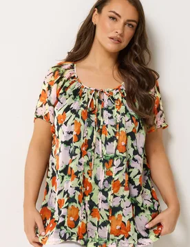 Women's Floral Pintuck Blouse Size: 20 - Multicolor - Size: 20 - Yours - FashionsVida