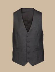 Regular Fit Pure Wool Textured Waistcoat Charcoal male