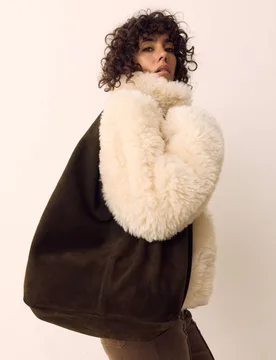 Suede Slouch Braided Handle Shoulder Bag Chocolate female - Per Una - FashionsVida