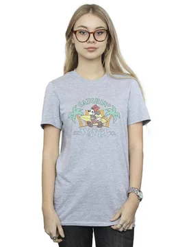 Women's Minnie Mouse Catchin Waves Cotton Boyfriend T-Shirt in Grey Size: Small - Grey - Size: S - Disney - FashionsVida