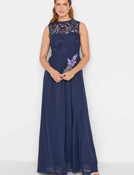 Women's Tall Lace Chiffon Maxi Dress in Blue Size: 8 - Blue - Size: 8 - Long tall sally - FashionsVida