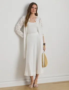 Falda midi de corte evasé de lino - Lauren Ralph Lauren - FashionsVida