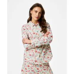 Camisa vaquera de flores de mujer
