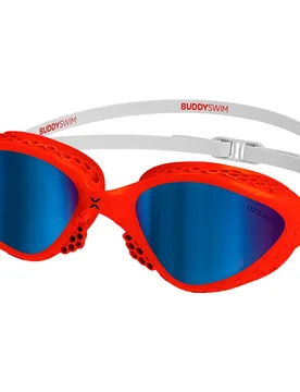 Ozean Swimming Goggles Red White/Blue Mirror One Size Men,Women - Buddyswim - FashionsVida