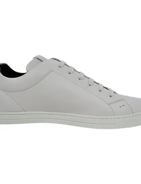 Pre-Owned Mens Logo-Print Low-Top Sneakers In White Leather - Size Uk 8 - Fendi - FashionsVida