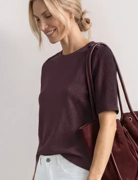T-Shirt mit Rundhals und Knopfdetails female Rot - Street One - FashionsVida