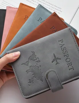 Pieza Portapassaporte multifuncional con bloqueo RFID, Etiqueta de equipaje de viaje de PU impermeable, Desmagnetización, Diseño de mapa de color ca - Shein - FashionsVida