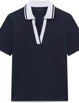 Camiseta de mujer con escote pico a contraste - Caroll - FashionsVida