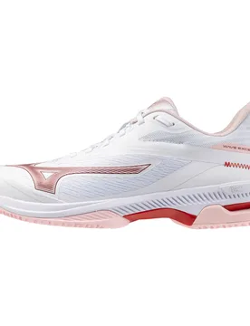 Wave Exceed Court Cc Clay Shoes White / Pinkesque / Barbados Cherry UK 4.5 - Mizuno - FashionsVida