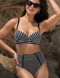 Sun City Crochet High Waist Bikini Brief White/Black female