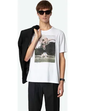 Zadig & Voltaire - Camiseta de hombre Ted con estampado fotográfico de mangas cortas en algodón - Zadig & Voltaire - FashionsVida