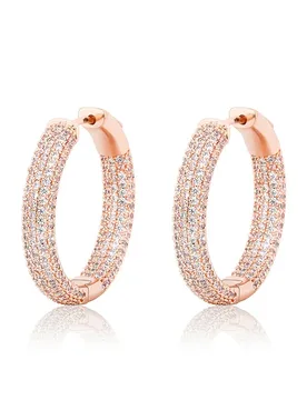 Iced Out Full Paved Cubic Zirconia Huggie Hoop Earrings Real Gold Plated Hip Hop Ear Buckle, Unisex Fashion Men Women Jewelry - Aliexpress - FashionsVida