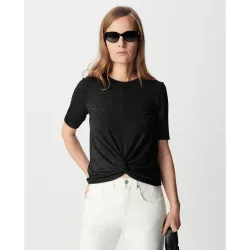 Camiseta de mujer efecto brillante de manga corta
