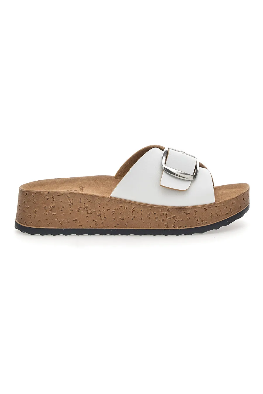 Ciabatte Bianche Con Fibbia e Platform In Pelle 38 Pk 39 - Inblu - FashionsVida