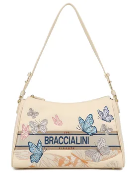 Jacquard Borsa a spalla B19062 Beige - Braccialini - FashionsVida