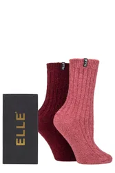 Women's 2 Pair Boucle Gift Boxed Boot Socks Mauvewood 4-8 Ladies - Red - Size: Small