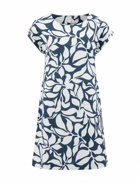Weird Fish Orlando Printed Linen Rich Shift Dress Size 20 - holiday-shop holiday-shop womens-summer-shop new-arrivals new-arrivals linen-collection sa - Light Navy - FashionsVida