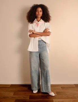 Floral Print Jeans - 10 / DENIM - female - Blue Vanilla - FashionsVida