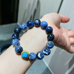 Mm large particle blue grain stone bracelet DIY national style cultural play bracelet jewelry wholesale retro original handmad