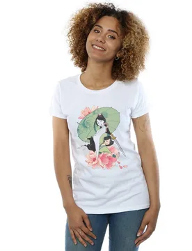 Women's Mulan Magnolia Collage Cotton T-Shirt in White Size: Medium - White - Size: M - Disney - FashionsVida