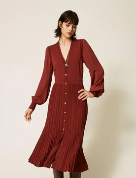 Robe longue trompe-l'ail en maille - TWINSET - FashionsVida