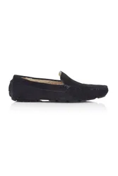 Lawrence Mens Leather Fleece Loafer Slippers - - Size: 9