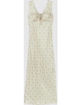 Vestido midi satinado estampado con escote v - CLAUDIE PIERLOT - FashionsVida