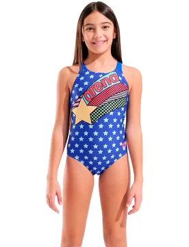 Midnight Pro Back Swimsuit Neon Blue Multi 10-11 Years Girls - Arena - FashionsVida