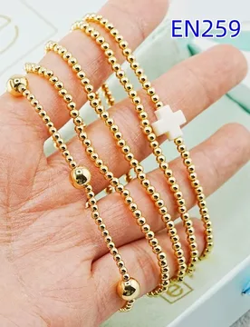 VKVVA Fashion Jewelry 5pcs Gold-plated Metal Beaded Bracelet Set for Women, White Cross Charm Stretch Stackable Bracelets - Aliexpress - FashionsVida