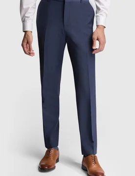 Mens Flat Fronted Slim Fit Suit Trousers In Dark Blue Wool - Size 46r - Ted baker - FashionsVida