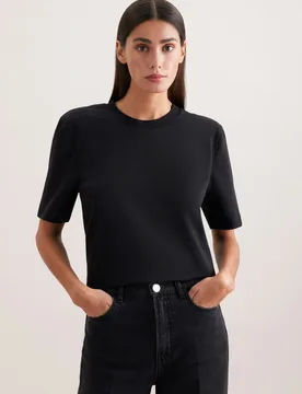Jersey T- Shirt Crew Neck aus Baumwolle Schwarz XL - Seidensticker - FashionsVida