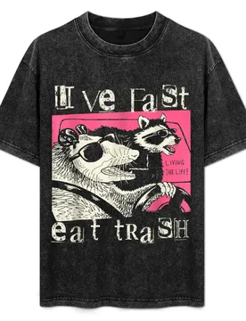 Live Fast Eats Trash Funny Possum Racoon Retro Sunglasses T-Shirt plus size clothes Clothing shirts men - Aliexpress - FashionsVida