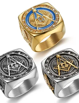 Fashion Rhinestone Masonic Ring Stainless Steel Charm Jewelry Exquisite Mason Freemason Women Men Ring SMR0012 - Aliexpress - FashionsVida