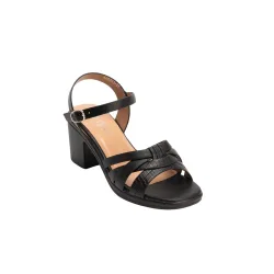 Women's Block Heel Sandals Comfortable Mid Heel Strappy Summer Shoes with Ankle Buckle in Black Size: 4 - Black - Size: 4