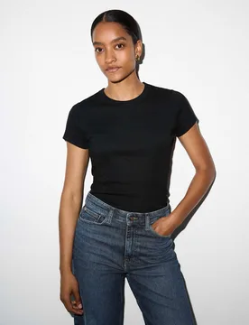 Cotton Rich Straight Fit T-Shirt Black female - Jigsaw - FashionsVida