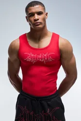 Herren Herren Active Muskel-Schnitt Ripp-Unterhemd Red Größe Small