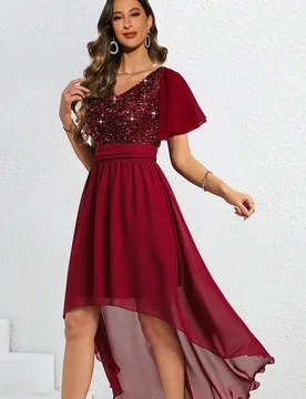Summer A Line New Dress Backless Glitter Women Sequin V Neck Evening Dress - Aliexpress - FashionsVida