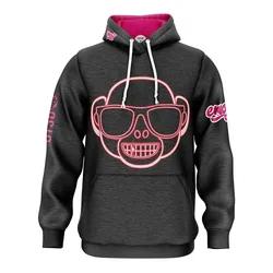 Emoji Monkey Neon Hoodie Multicolour 2XL Men,Women