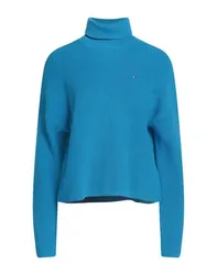 Rollkragenpullover Damen Azurblau L Damen
