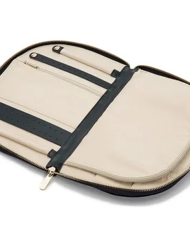 Joyero Zoe de viaje plana de terciopelo y cremallera - Wolf - FashionsVida