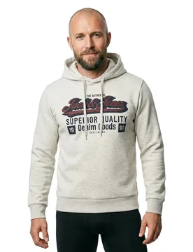 Sweat à Capuche Logo 2 Col White Melange 2XL - Jack & jones - FashionsVida