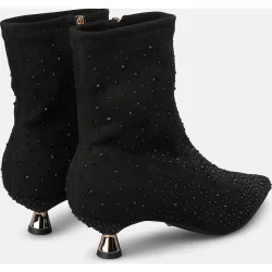 Botines básicos de mujer con detalle pedrería y tacón chupete